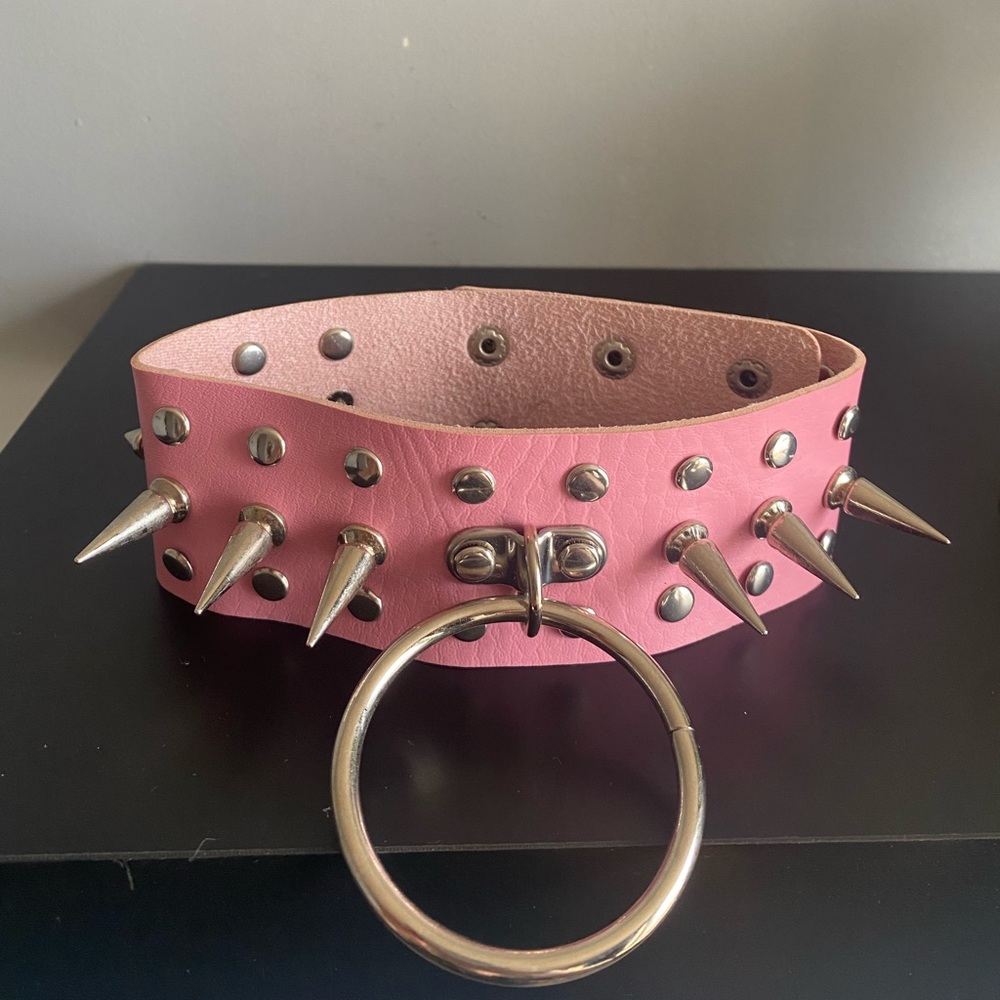 Pink Studded O Ring Collar